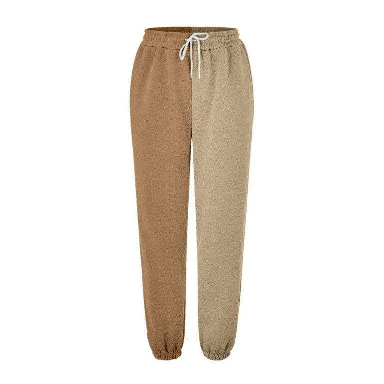 Beige Cargo Pants Women Loose Breathable Color Blocking