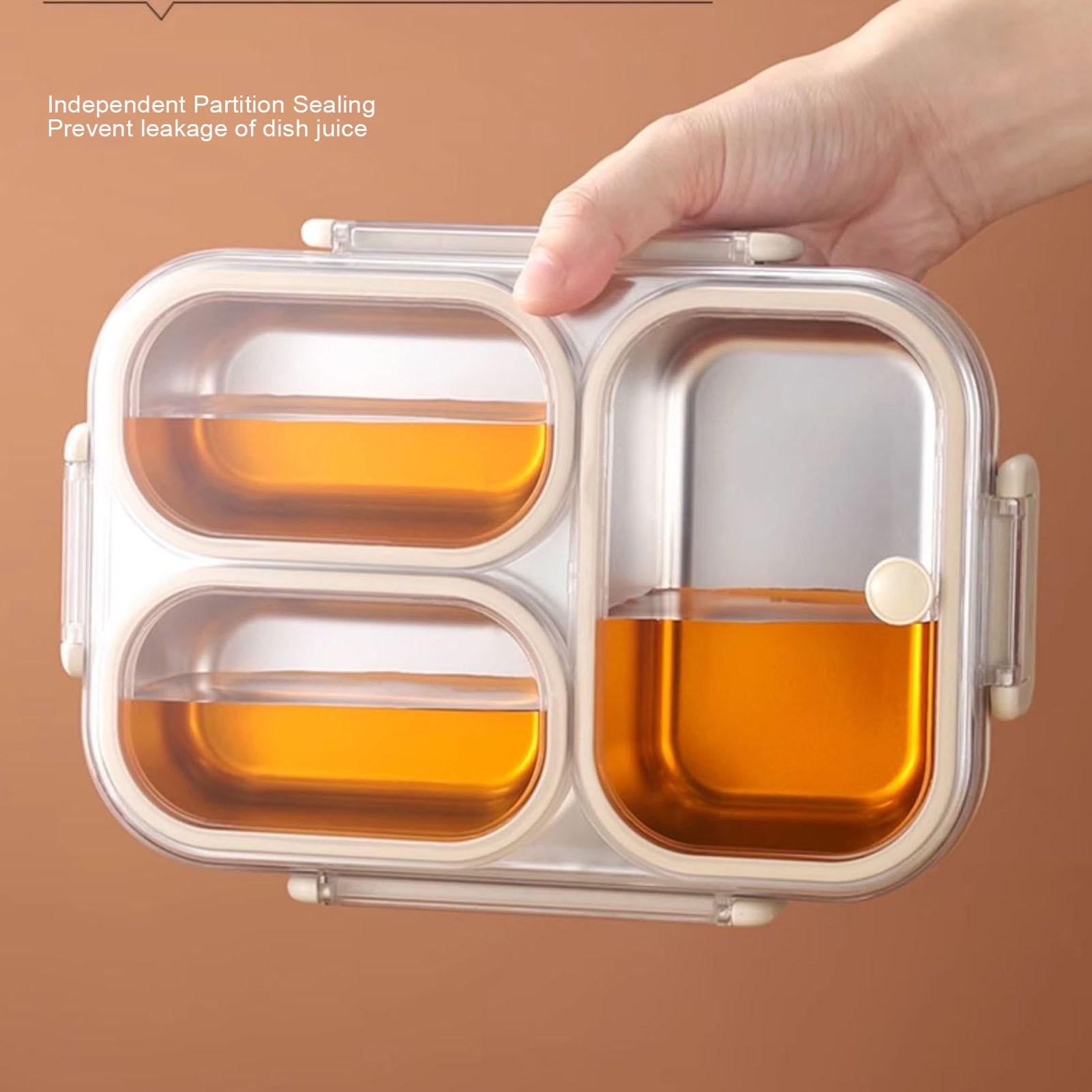 BIMZUC 3‑Compartment 304 Stainless Steel Lunch Box – Leakproof, Heat‑Resistant, Dishwasher Safe, 1.2L Grey Food Container