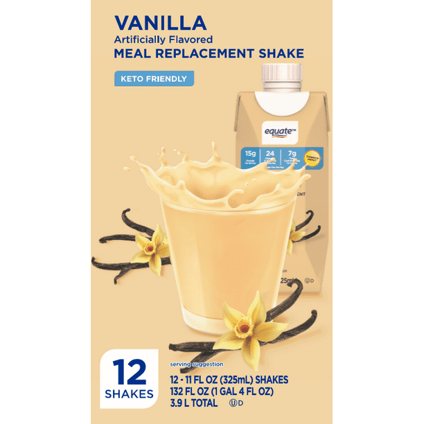 Equate Meal Replacement Vanilla Shake, Low Carb, 11 oz Bottles, 12