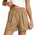 thumbnail image 5 of Admvng Womens Linen Shorts Lace Trim Elastic High Waist Casual Shorts for Vacation, 5 of 6