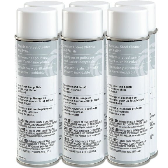 MyOfficeInnovations Stainless Steel Cleaner and Polish  15 Oz 6 Cans/PK MYO2611678