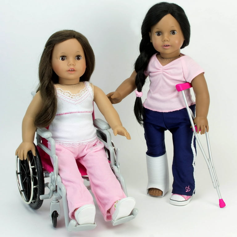 Sophia's Wheelchair, Cast and Crutches Set for 18 Dolls, Hot Pink 