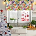 thumbnail image 5 of Easter Colorful Eggs Curtain Valances for Windows, Kitchen Valance Window Treatments Panel 2 Pack, Spring Floral Polka Dot Green Striped Rod Pocket Short Curtains for Bathroom Bedroom 42 x 18 Inch, 5 of 8