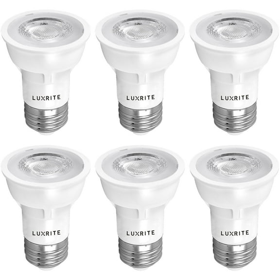 Luxrite PAR16 LED Dimmable Spot Light Bulb, 5.5W 50W Equivalent 4000K Cool White, 450 Lumens, E26, 6-Pack