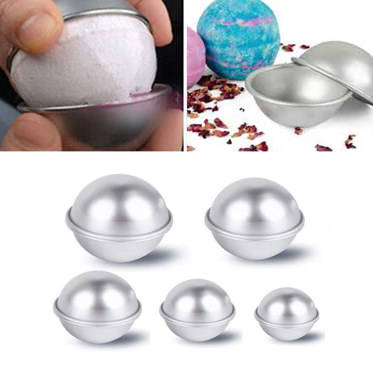 10pcs/Set 5 Size Aluminium Alloy Metal Bath Bomb Mold Fizzy Crafting Mould Cake Pastry Baking