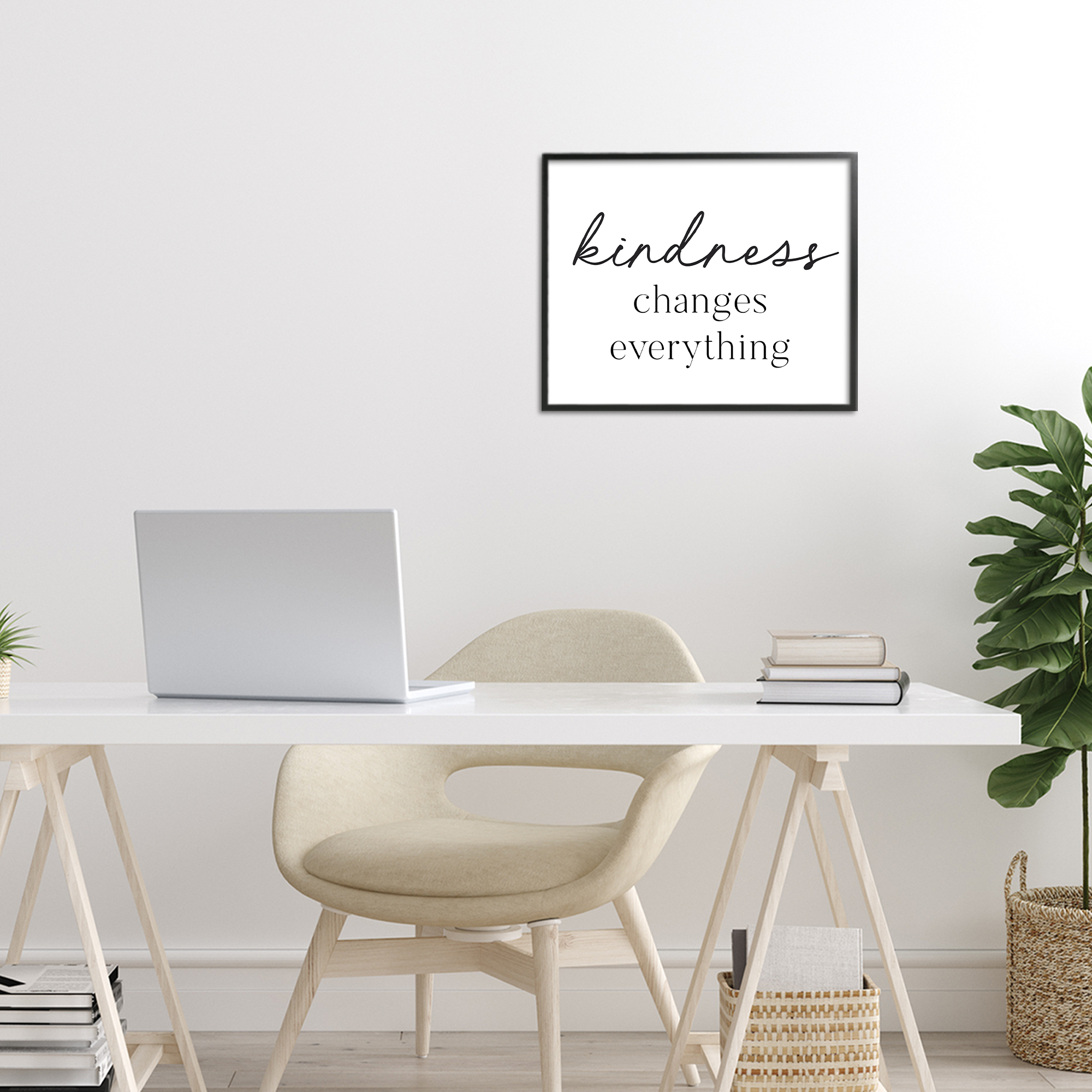 Kindness Changes Everything Black Framed Giclee Art, design by Lettered and Lined