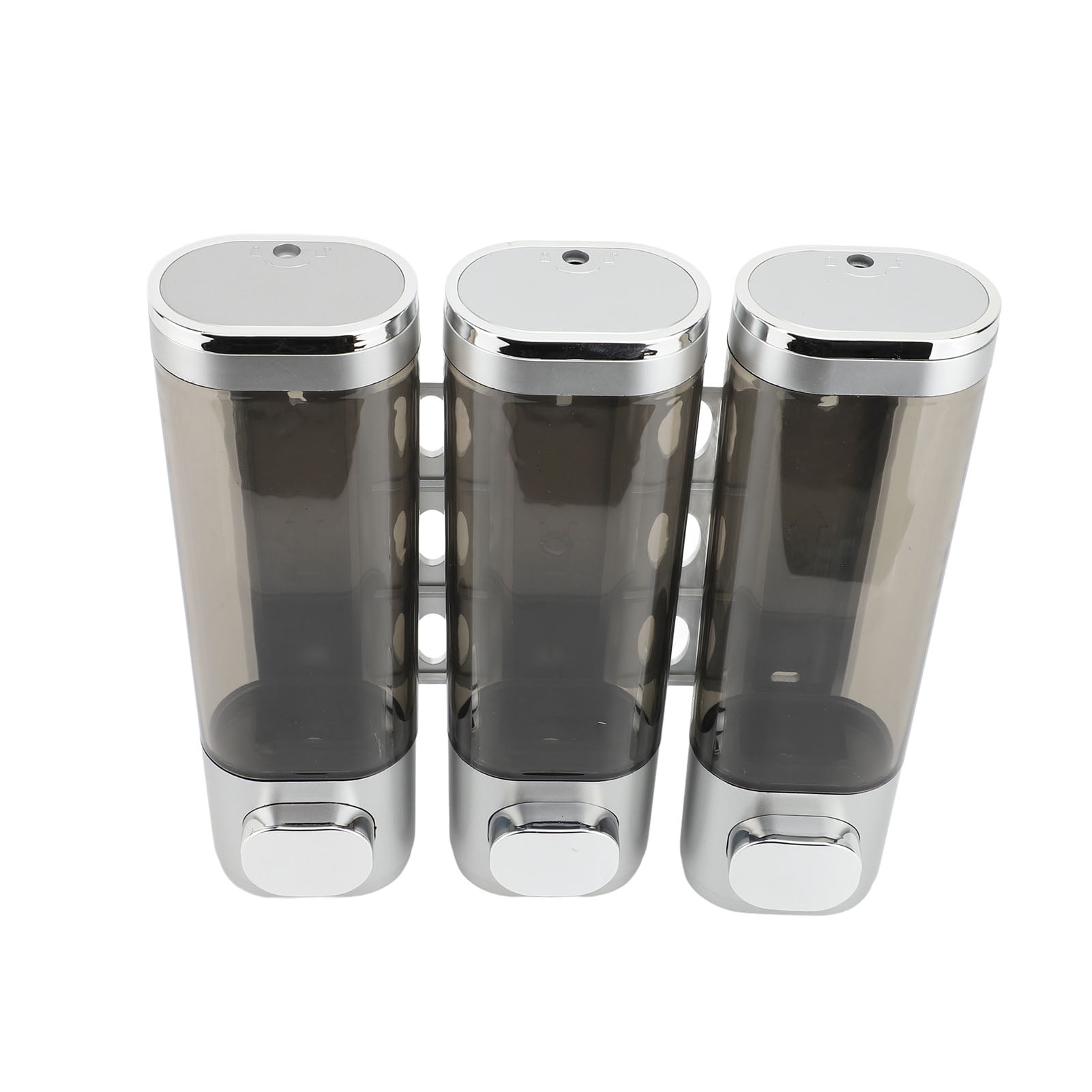 3 in 1 300ml Press Liquid Soap Dispenser Wall Mount Bathroom Shower Shampoo Hair Conditioner Container Silver