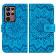 thumbnail image 6 of Compatible with Samsung Galaxy S22 Ultra 5G Wallet Phone Case and Tempered Glass Screen Protector Flip Credit Card Holder Stand Mandala Flower Cell Cover for S22ultra 22S S 22 S22ultra5g 6.8 Blue, 6 of 9