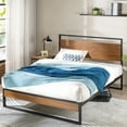 thumbnail image 3 of Zinus Suzanne 44" Metal and Wood Platform Bed Frame with Headboard, Chestnut Brown, Twin, 3 of 12