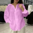 thumbnail image 2 of UAMVSH Womens Long Sleeve Tops Oversized Casual Cotton Linen Shirts Lightweight Loose Fit V Neck Blouses for Travel Vacation, 2 of 6