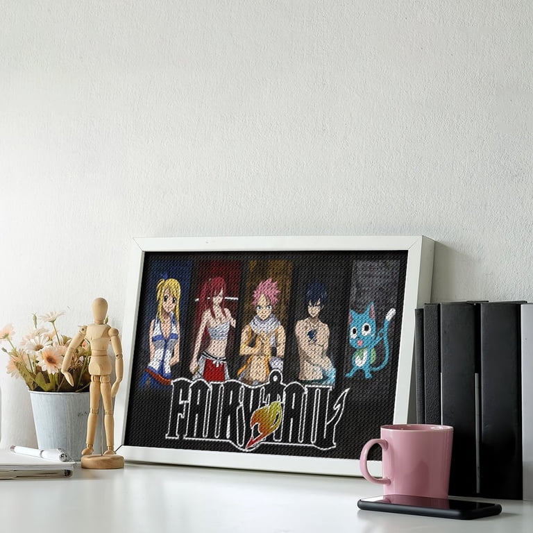 Kit Peinture Diamant 5D Fairy Tail - Toile 40x50 Cm, Diamants Ronds, Décoration Murale Anime Japonais