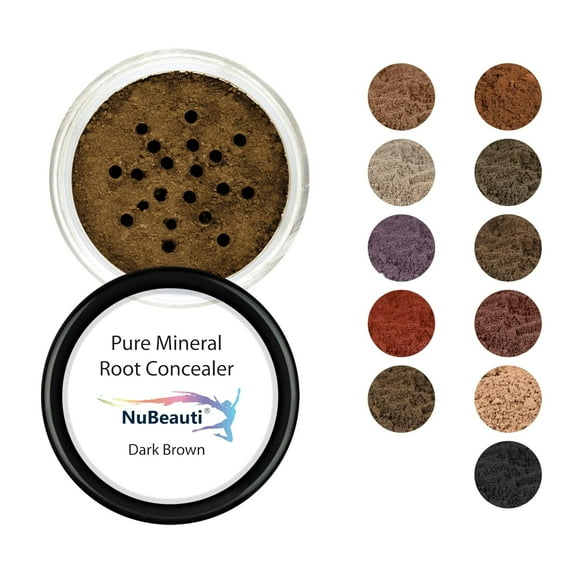 Root Concealer Touch Up Powder | All-Natural Crushed Minerals Without Brush | Fast and Easy Total Gray Hair Cover up For Black | Brown | Auburn and Blonde Hair .30 ounce (Without Brush, Dark Brown)