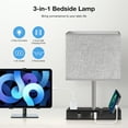thumbnail image 5 of Touch Control Bedside Table Lamp,Fabric Nightstand Lamp 3 Way Dimmable,with 2 USB Charging Ports, 1 AC Outlets and 2 Phone Stands, for Bedroom Living Room, 5 of 9