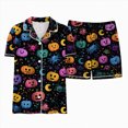 thumbnail image 4 of TOWED22 Halloween Pjs Girl Fall Button Up 2 Piece Pajama Sets Cute Lounge Short Sleeve Pajamas With Shorts,8-9 Y, 4 of 6
