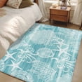 thumbnail image 5 of Teal Coastal Washable Area Rugs 2.7'x5', Nautical Starfish Octopus Coral Summer Low Pile Throw Living Room Rug Non-Slip Sturdy Edge Binding Carpet for Indoor Entryway Bedside Kitchen, 5 of 9