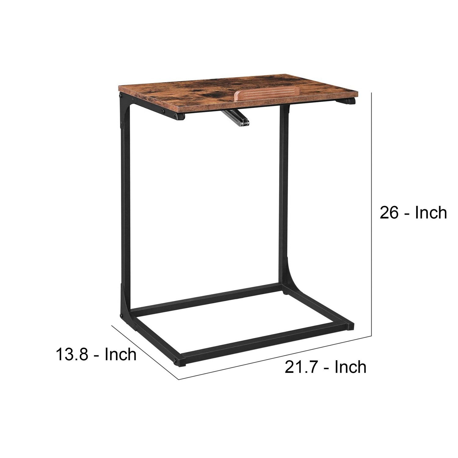 Metal Laptop Table with Tilting Wooden Top and Grains, Brown and Black - image 5 of 5