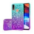 thumbnail image 2 of Motorola Moto E7 Power Case, with Tempered Glass Screen Protector SOGA Diamond Liquid Quicksand Cover Cute Girl Women Phone Case - Teal / Purple, 2 of 5