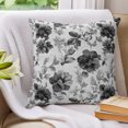 thumbnail image 3 of Pillow Covers 20x20 Set of 2, Black Gray Florals Throw Pillow Covers Decorative Couch Cushion Cover, Farmhouse Botanical Peonies Vintage Leaves Microfiber Soft Pillowcases for Bedroom Living Room, 3 of 9