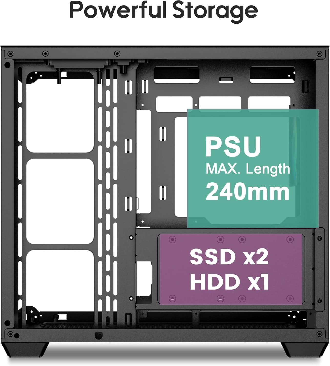 Vetroo AL900 ATX Computer PC Case 270° Full View Tempered Glass Pre-Installed ARGB & PWM FDB Fan in Rear 360mm Radiator Support High-Air flow Perforated Up to 10 fans Support for 40 Series GPUs -Black