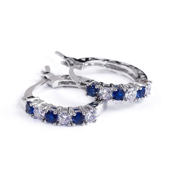 CIYISON 1 P Hoop Earrings Blue Sapphire and White for Rhinestone Gift for Women Birthday