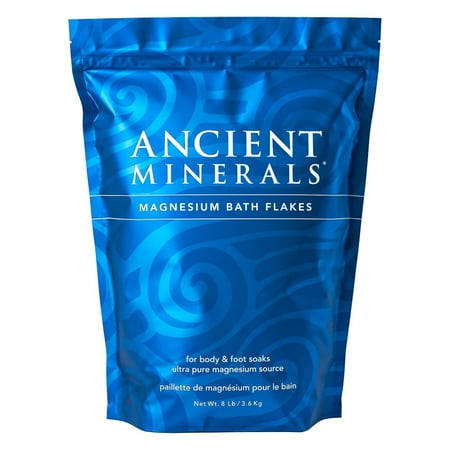 Ancient Minerals Magnesium Bath Flakes for Soaking and Muscle Relief Unscented 8 lbs