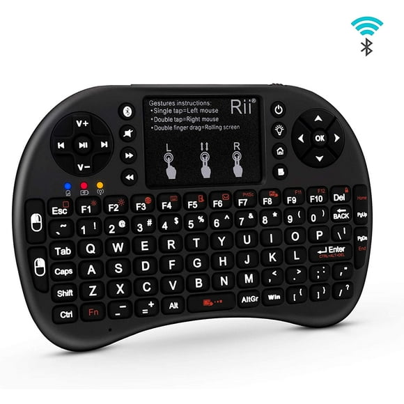 Mini Bluetooth Keyboard with Touchpad and QWERTY Keyboard, Black Backlit Portable Wireless Keyboard