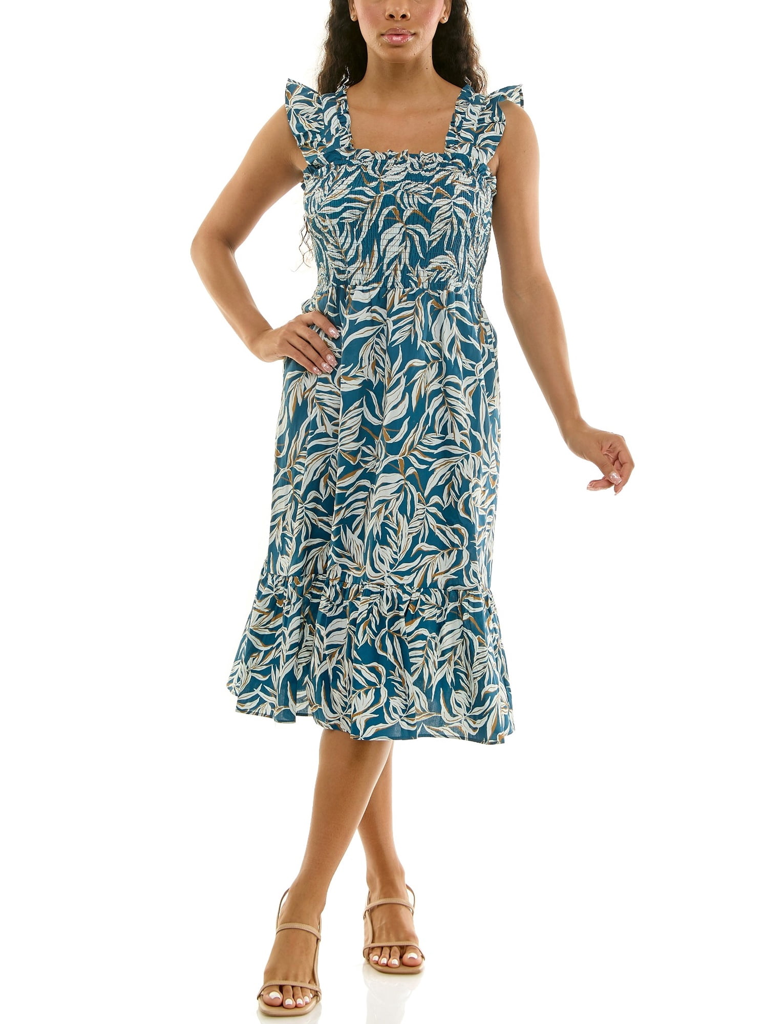 Nanette Lepore Women's Smocked Flutter Sleeve Midi Dress, Sizes XS-XXXL