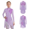 thumbnail image 6 of iiniim Girls Lyrical Dance Dress Shiny Rhinestone Long Sleeve Ballet Skirted Leotard Contemporary Dancewear Lavender 6, 6 of 7