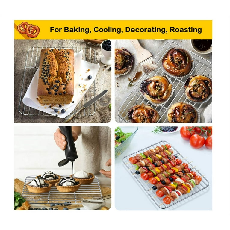Cooling Grill Set of 2 Cooling Grill Cake Rack Made of Stainless Steel for Roasting Baking Grilling Cooling Healthy Durable Rustproof Dishwasher Safe Walmart
