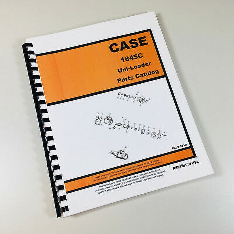 J I Case 1845C Uni Loader Parts Manual Catalog Skid Steer Assembly Exploded View