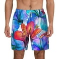 thumbnail image 2 of Picia Bright Flowers pattern Mens Swim Trunks with Compression Liner Stretch Beach Shorts Quick Dry with Zipper Pockets No-Chafing Board Shorts-Medium, 2 of 9