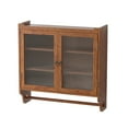 thumbnail image 5 of GZXS 24.8" Wall-Mounted Solid Wood Cabinet with 2 Fluted Glass Doors, 3-Tier Vintage Storage Organizer with Removable Shelves and Towel Rod for Bathroom, Kitchen, Entryway (Brown), 5 of 10