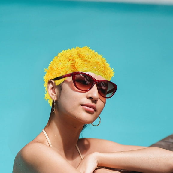 Soimiss Waterproof Swim Caps For Women 3D Design 1Set