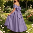 thumbnail image 4 of Shihyeh Girls Strapless Satin Ball Gown With Bow Flower Girl Dress For Wedding Bridesmaid Pageant Birthday Party Floor Length A-Line Dress For Kids Teens, 4 of 9