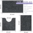 thumbnail image 3 of RUseeN Bathroom Rugs Sets 3 Piece Chenille Microfiber Bath Rug Non-Slip Bath Mats with Soft Plush PVC Backing Water Absorbent Carpet 1'' Quick Dry Microfiber Toilet Mat, Deep Gray, 3 of 9
