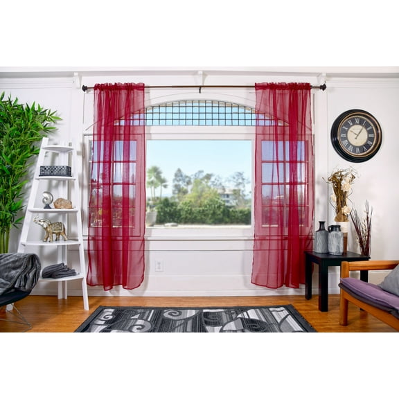 All American Collection New 2pc High Quality Doli Sheer Curtain 60"x84" (Burgundy)
