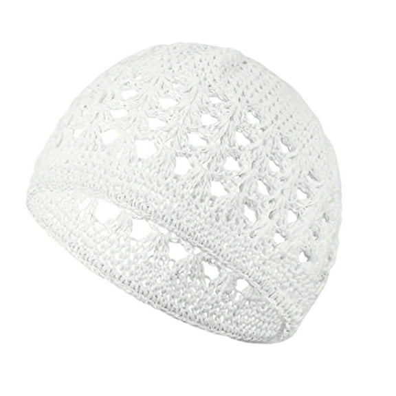Knitted Beanie Hat Solid Color Hand Crocheted Hat Openwork Summer Sun Beach Cap for Running Workouts