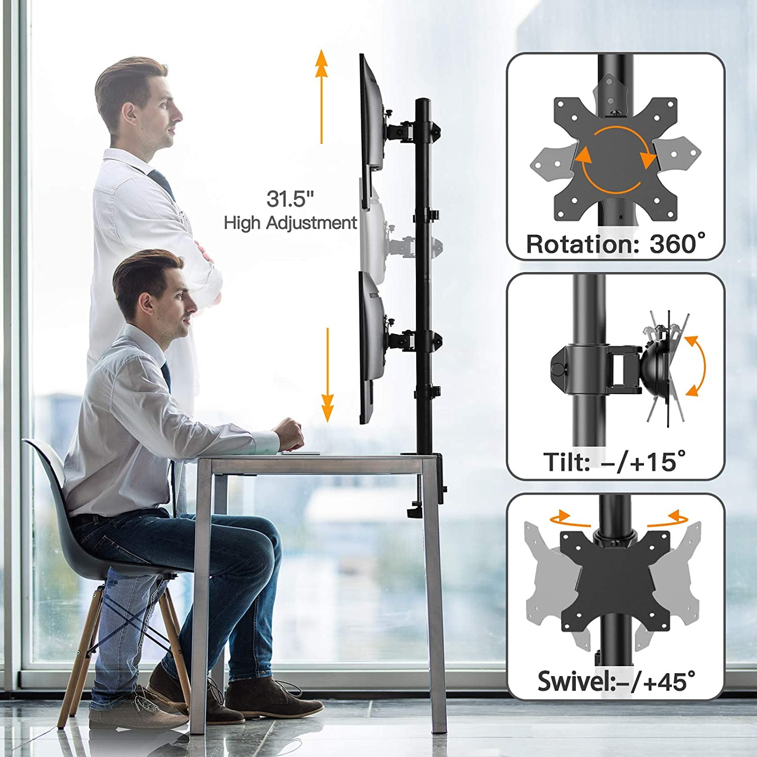 Buy Vertical Monitor Stand for 2 Monitors, 1327 inch Dual Stacking