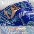 thumbnail image 4 of Queen 4 Piece Bedding Set Ocean Turtle Starfish Coral Soft Breathable Duvet Cover and Pillowcase, White Striped on Blue Duvet Cover Set Bed Sheets for Bedroom Dormitory Guest Room, 4 of 9