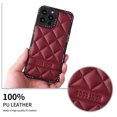 thumbnail image 3 of Dteck Case for Apple iPhone 12 Pro Max 6.7 inch,Drop Protection Slim Fit Rhombus Pattern Leather Anti-scratch PC Inner Lightweight Phone Cover,Winered, 3 of 7
