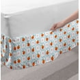 thumbnail image 2 of Fruit Bed Skirt, Doodle Style Oranges Blush Blossoms Squares with Sketch Lines Pattern, Elastic Bedskirt Dust Ruffle Wrap Around for Bedding Decor, 4 Sizes, Pale Vermilion Baby Blue, by Ambesonne, 2 of 2