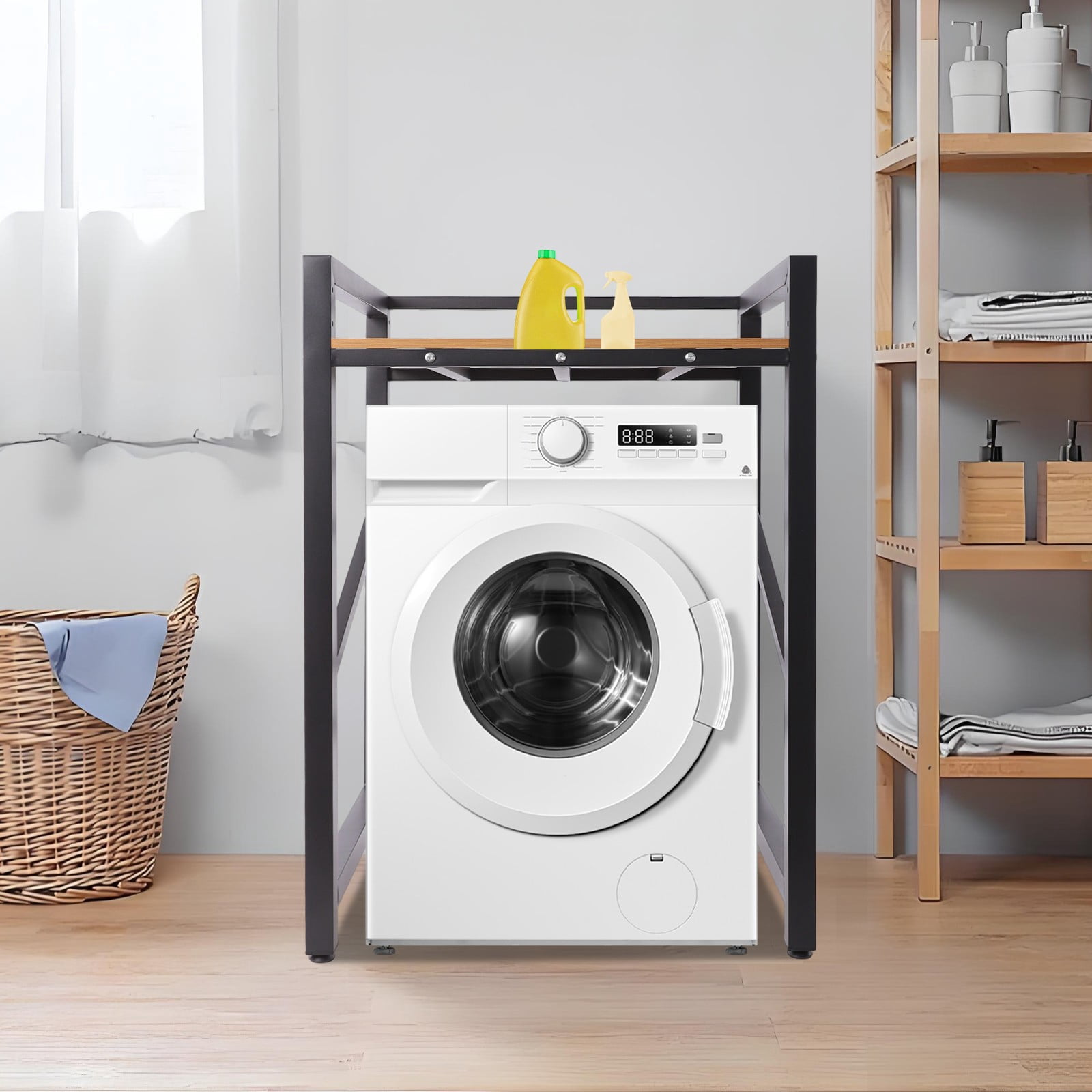 Washer Dryer Stacking Rack Stand, Heavy Duty Washing Machine Shelf, Washer&Dryer Stacking Rack with Adjustable Design