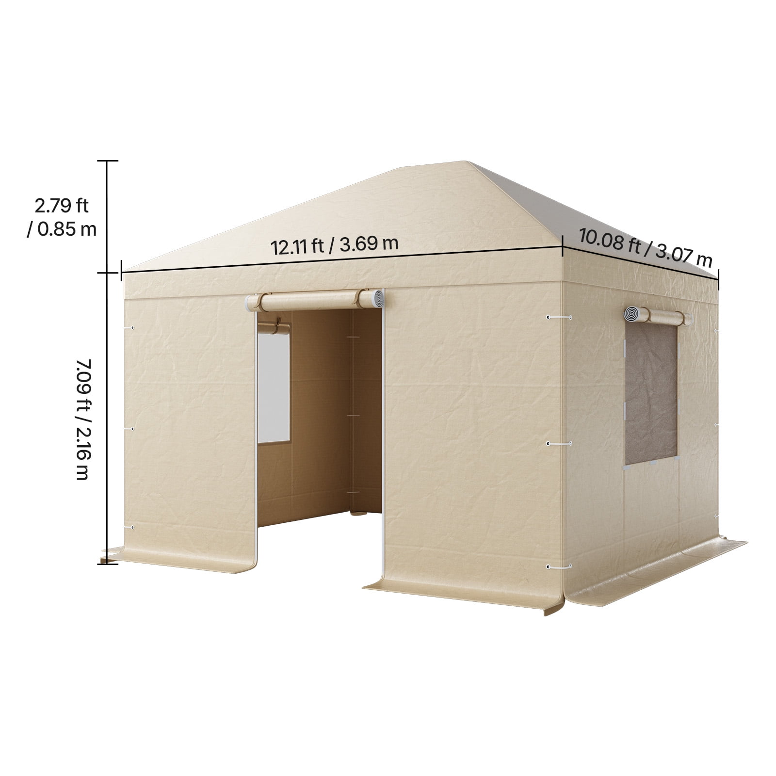 VEVOR Winter Gazebo Cover Fits 10 x 12 ft Hardtop Gazebos, All-Weather Gazebo Cover with Sidewalls & Mesh Windows, High-Density PE Material, Enclosed Storage Shelter Covers, Gazebos not Included