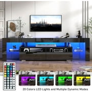 ChVans LED TV Stand for 80/90/100 inch TV, High Glossy Modern Entertainment Center with Drawer and LED Lights