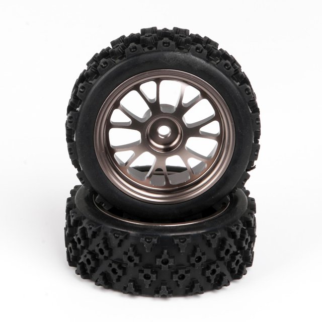 RC1:10 4 neumáticos de caucho negro y 4 llantas en forma de Y para automóvil de carretera 65 x 52 x 26 mm