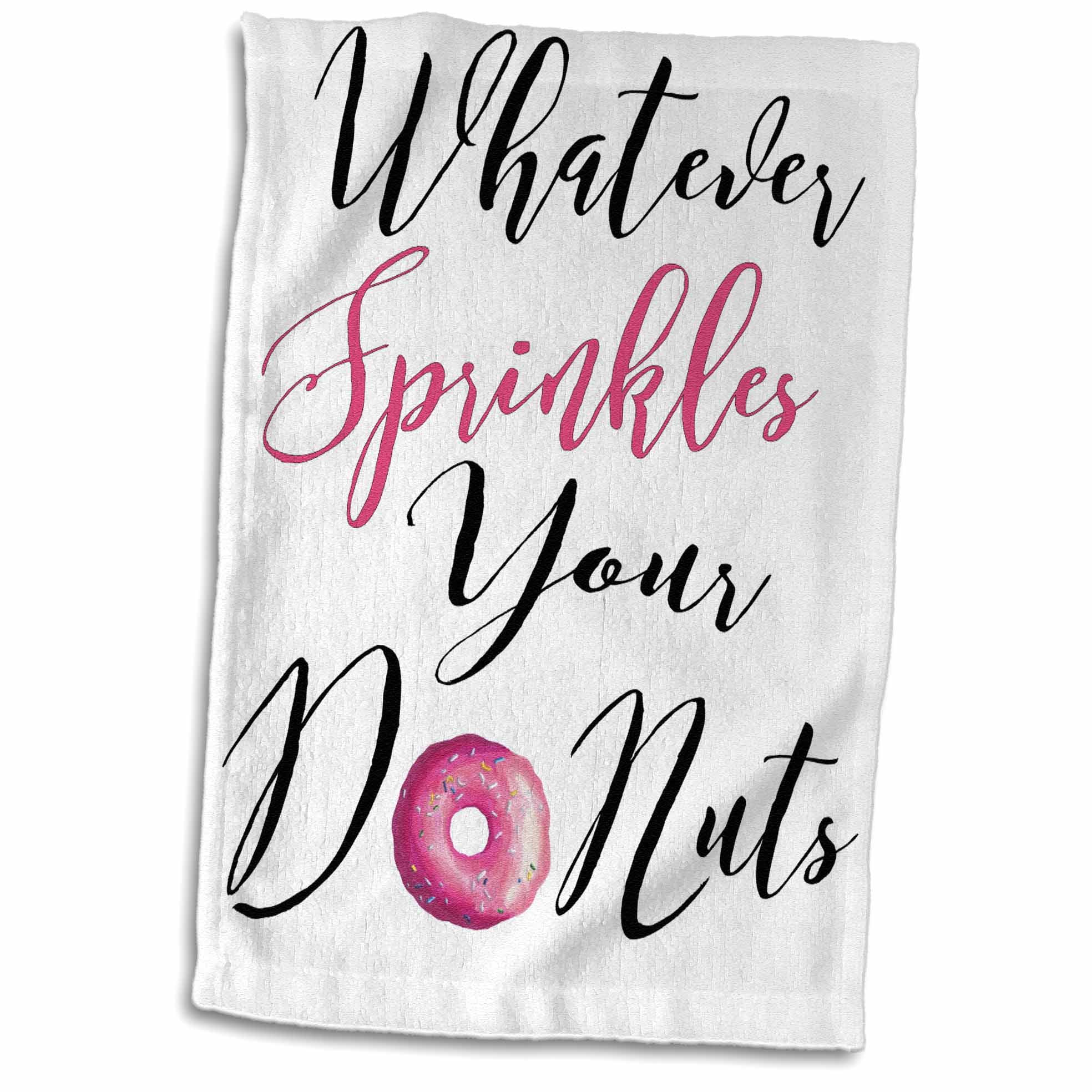 3dRose Whatever Sprinkles Your Donuts Funny Sayings Towel, 15 by 22