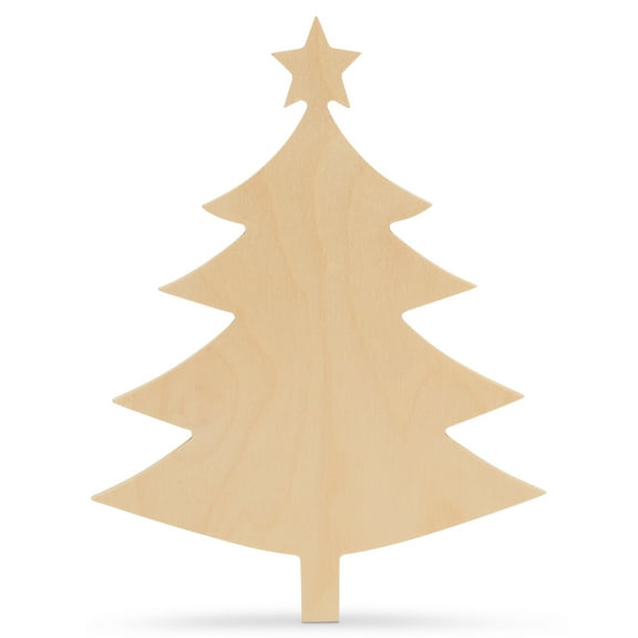 Christmas Tree Cutout with Star, 18 Inch, Pack of 3, Use as Wooden Christmas Ornaments or Door Hanger, Perfect Wooden Cutouts for Crafts, by Woodpeckers