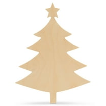 Christmas Tree Cutout with Star, 18 Inch, Pack of 5, Use as Wooden Christmas Ornaments or Door Hanger, Perfect Wooden Cutouts for Crafts, by Woodpeckers