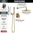 thumbnail image 2 of Delta Faucet Modern Raincan 2-Setting Round Shower System Including Rain Shower Head and Handheld Spray Gold, Rainfall Shower System Gold, Shower Valve and Trim Kit, Champagne Bronze 342702-CZ, 2 of 5