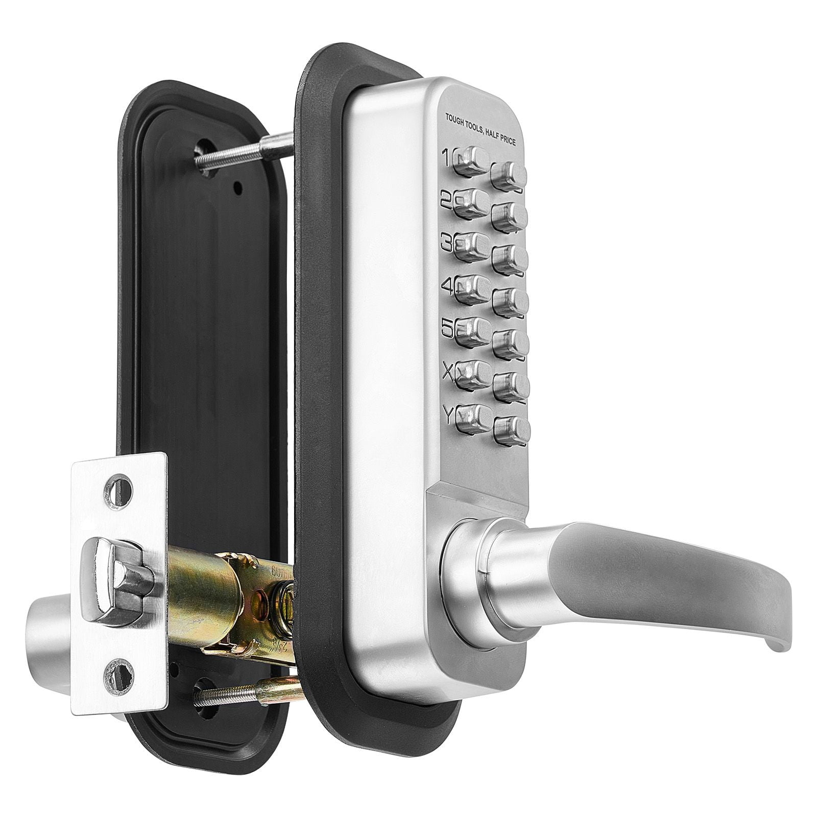 Mechanical Combination Door Lock Gen2 Adjustable Handles Surface Mount 1.4-2.5 Inch Door Compatibility Zinc Alloy No Batteries Gate Garden Garage